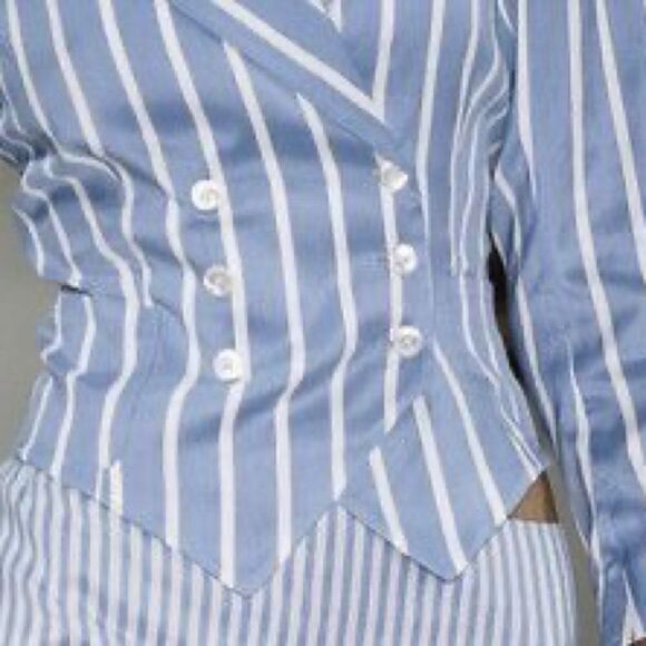 Ralph Lauren Spring 2006 Runway Collection Sky Blue Stripe Silk Cocktail Jacket - Picture 10 of 16